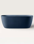 Front view of the Bellastone Linea freestanding bath in prussian blue