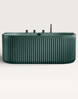 Front view of the Bellastone DORIA Back-to-Wall Bath with Faucet in green with black tap ware