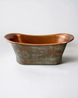 Antique Copper Bath in Hammered Vert-de-gris, upper side view