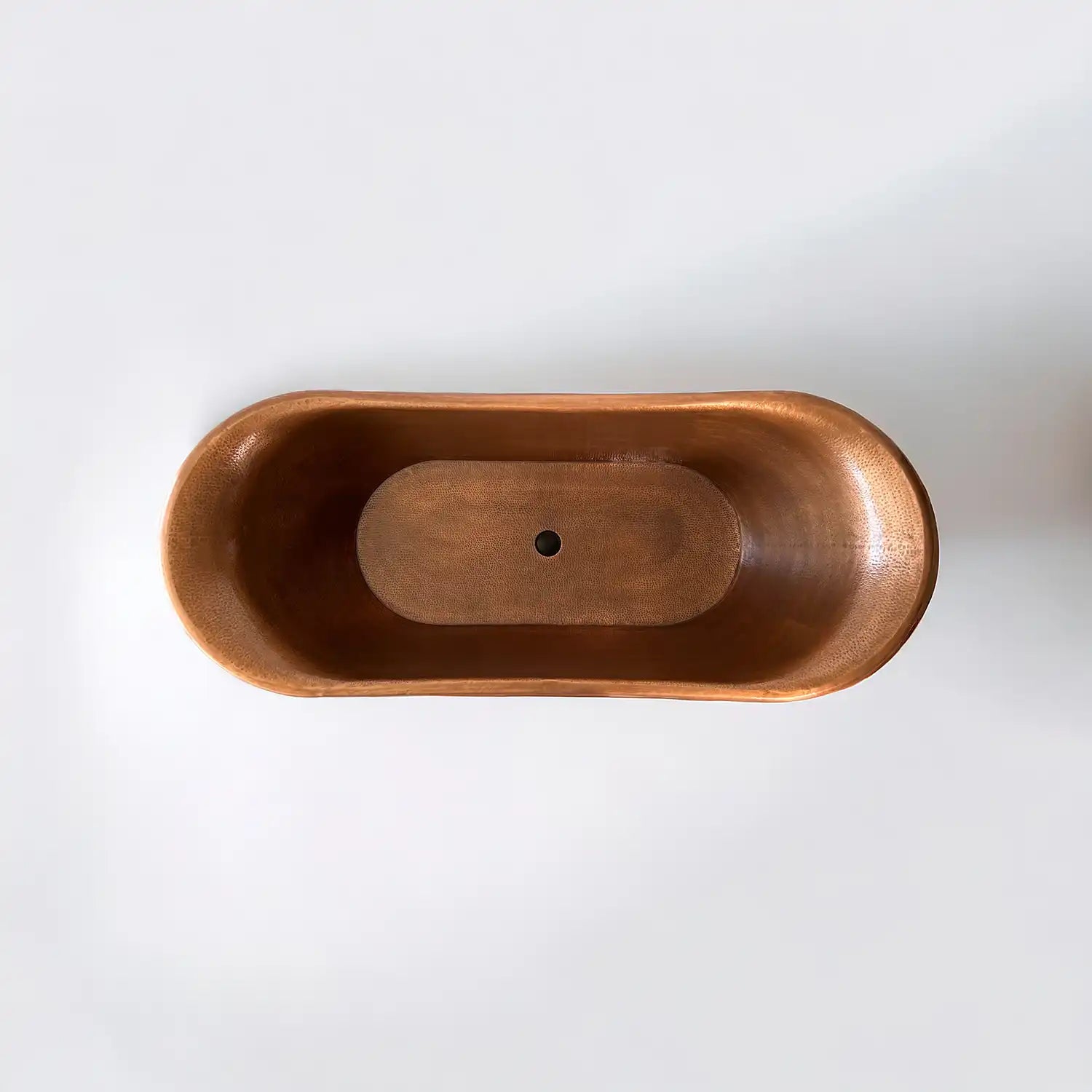 Antique Copper Bath in Hammered Vert-de-gris, top view