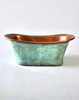 Antique Copper Bath in Vert-de-gris, upper side view