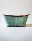 Antique Copper Bath in Vert-de-gris, side view