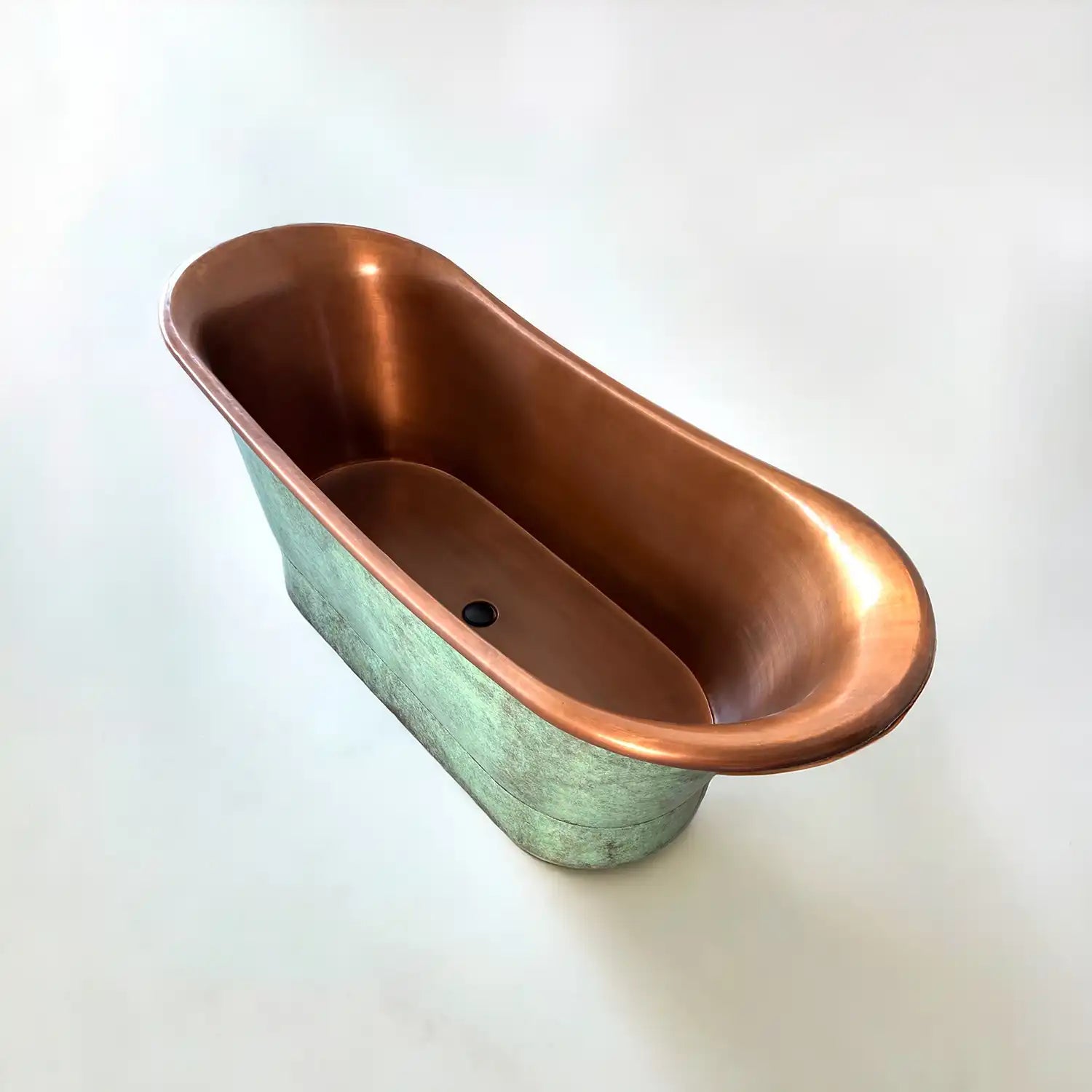 Antique Copper Bath in Vert-de-gris, ¾ view