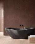 Matte Black Solid Colour Freestanding Stone Composite Bath - Dali Collection