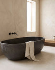 Messina 1700mm Freestanding Stone Composite Bathtub in Dark Grey Terrazzo