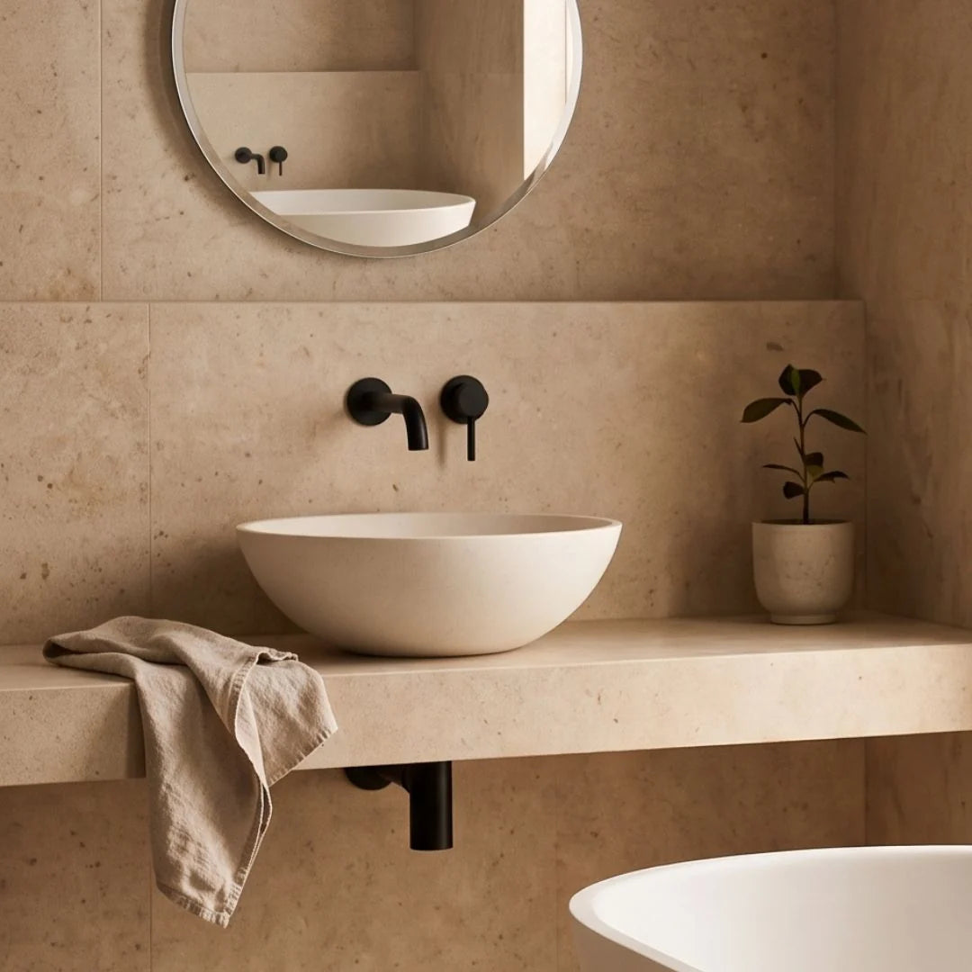 Matte Dark Grey Terrazzo Freestanding Basin - Renoir Collection