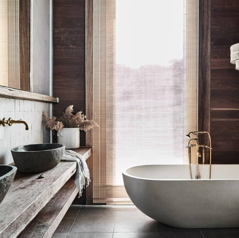 Matte Dark Grey Terrazzo Freestanding Stone Bath - Renoir Collection