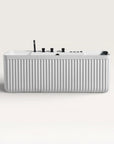 Front view of the Bellastone Kolpa Spa bath with black tap ware in white
