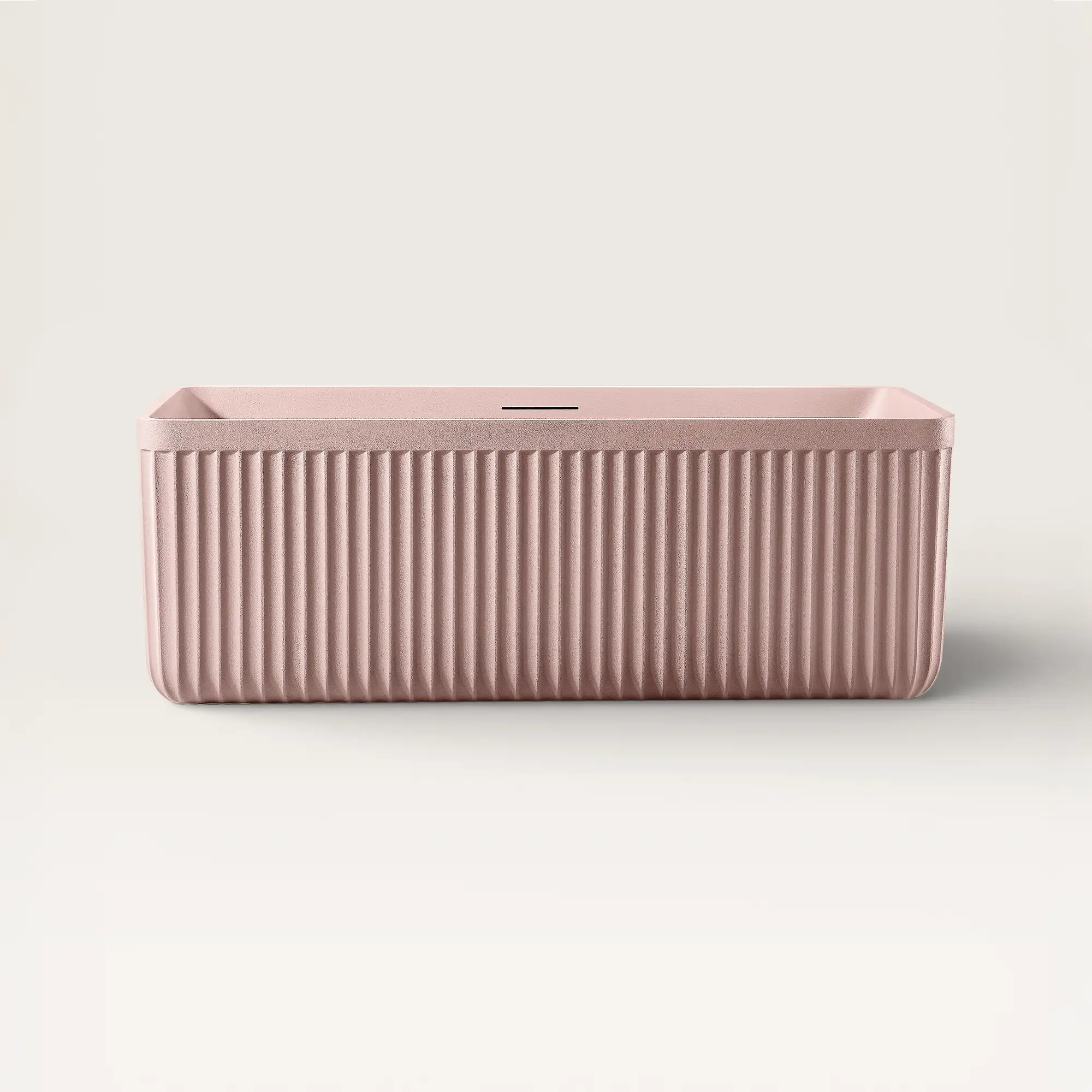 Front view of the Bellastone KOLPA Back-to-Wall Bath in pink