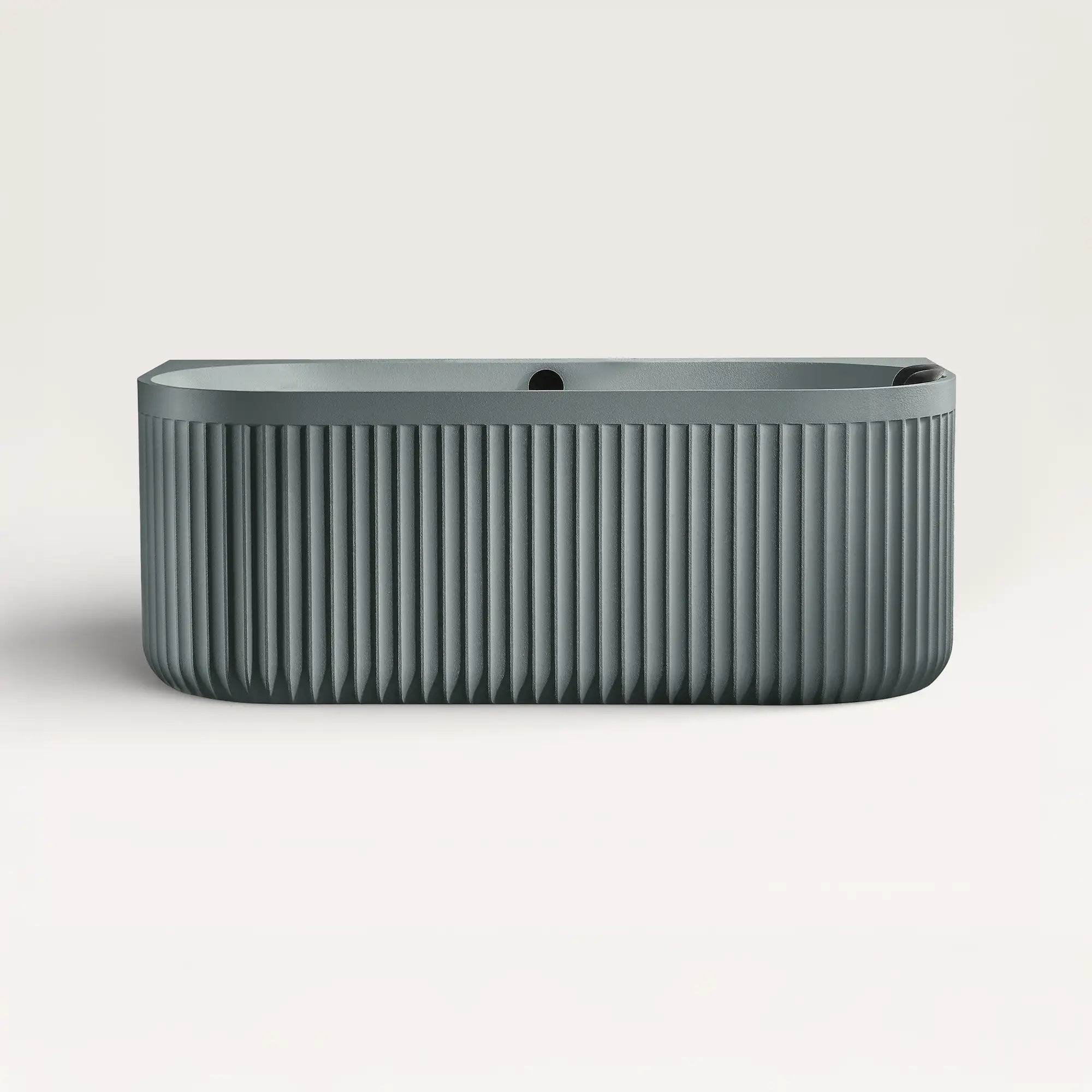 Front view of the Bellastone DORIA Back-to-wall Bath in blue-grey