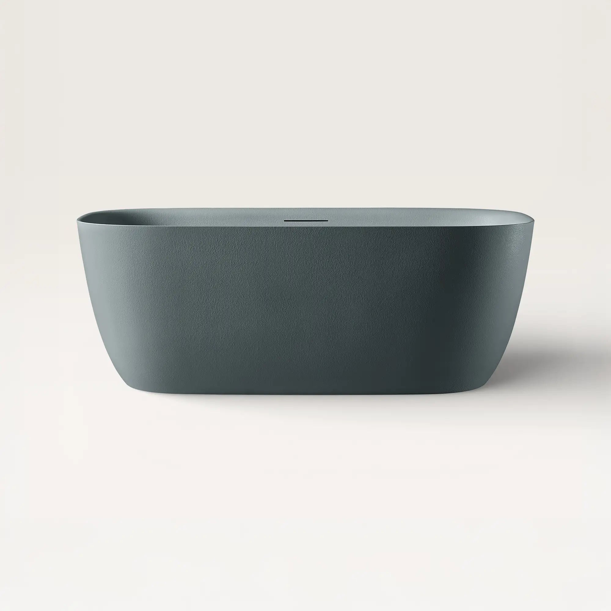 Front view of the Bellastone Linea freestanding bath in blue-grey