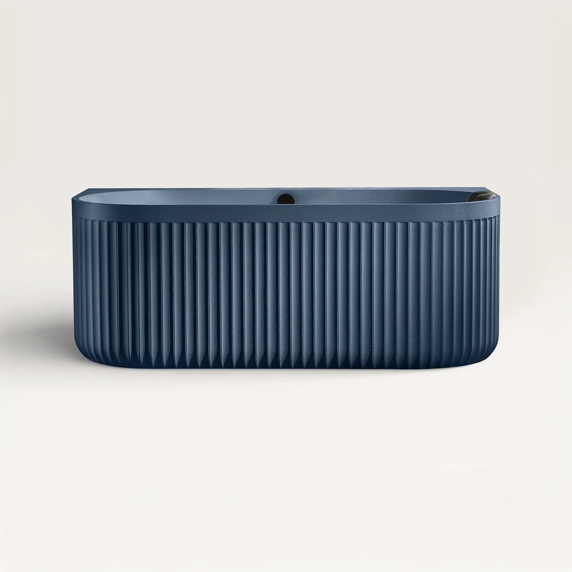 Front view of the Bellastone DORIA Back-to-wall Bath in prussian blue