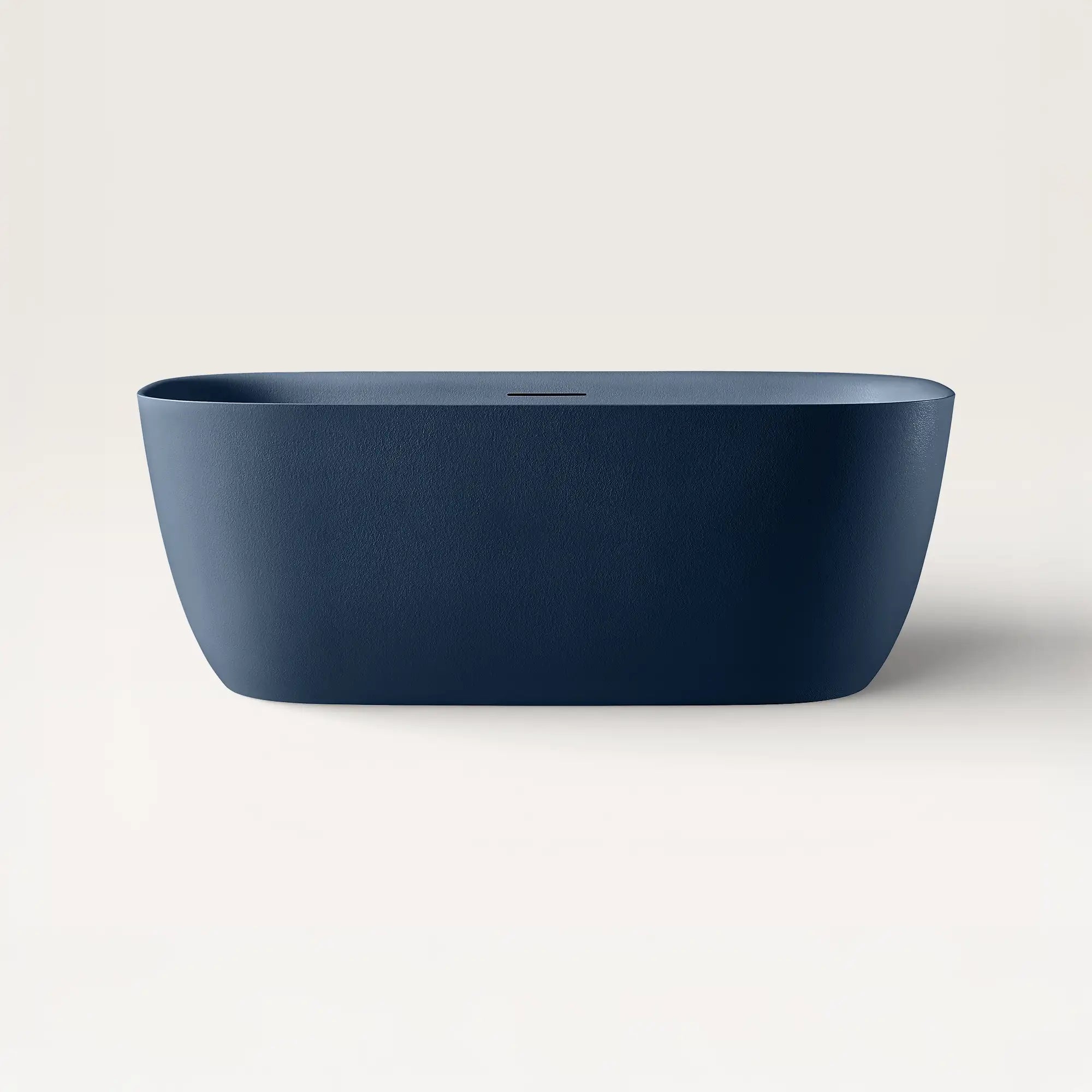Front view of the Bellastone Linea freestanding bath in prussian blue