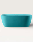 Front view of the Bellastone Linea freestanding bath in celadon blue