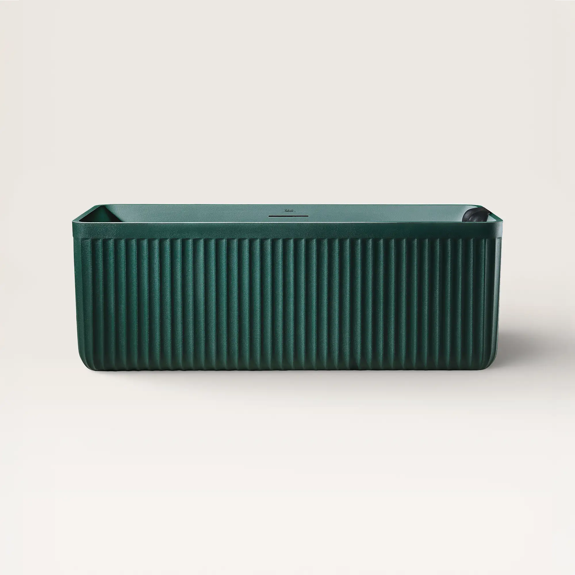 Front view of the Bellastone KOLPA Back-to-Wall Bath in green