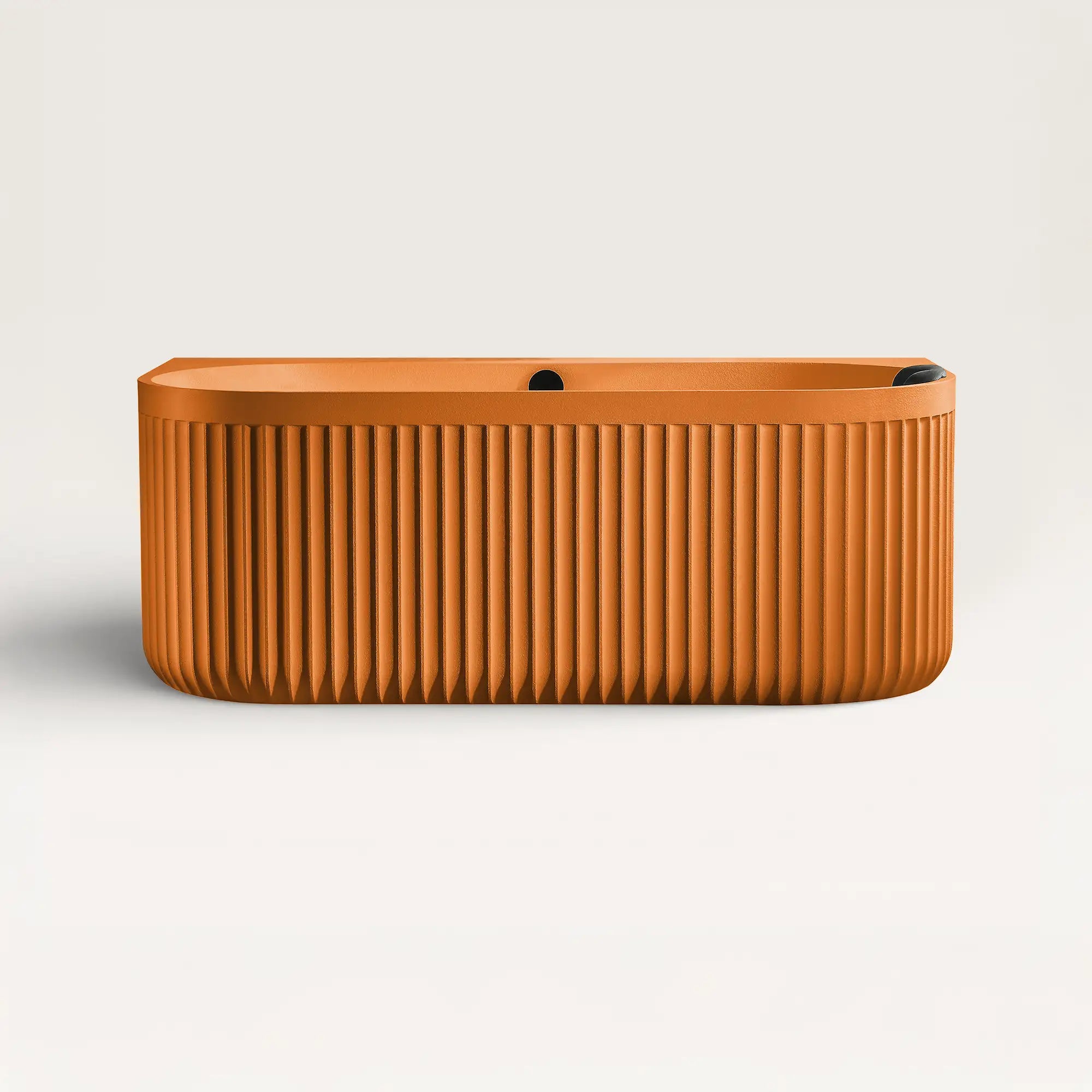 Front view of the Bellastone DORIA Back-to-wall Bath in orange