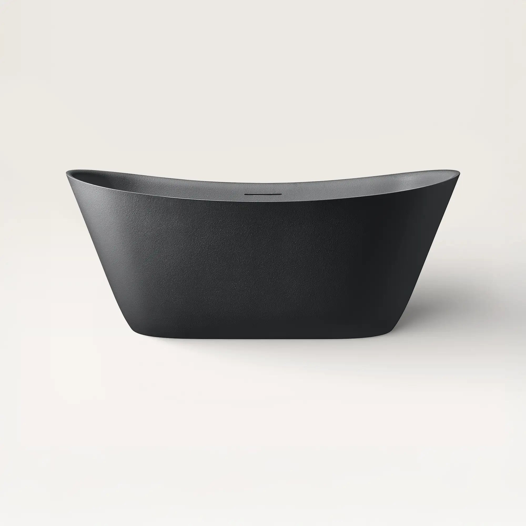 Front view of the Bellastone ARCHA Freestanding Bath in black