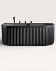 Front view of the Bellastone DORIA Spa Bath in black with black tap ware
