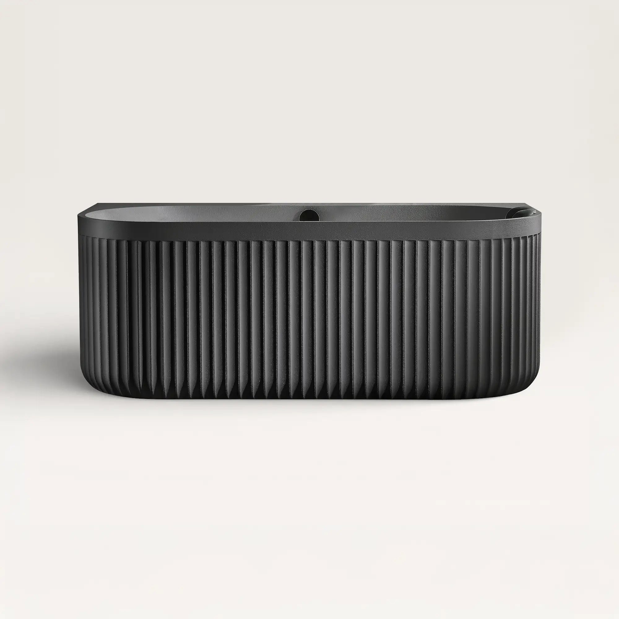 Front view of the Bellastone DORIA Back-to-wall Bath in black