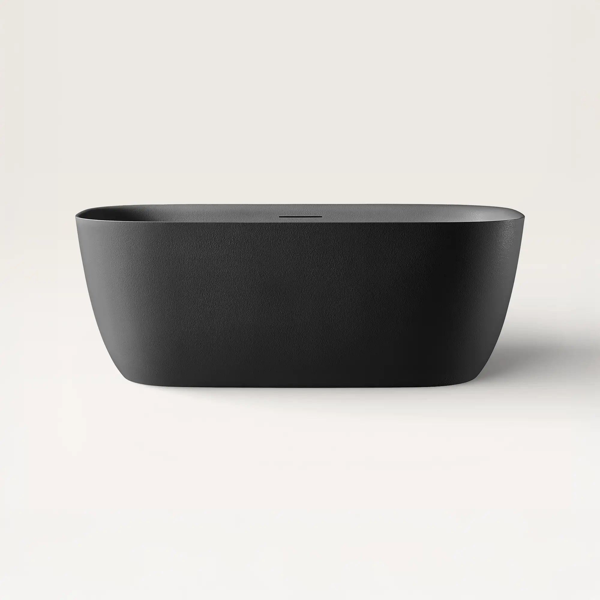 Front view of the Bellastone Linea freestanding bath in black