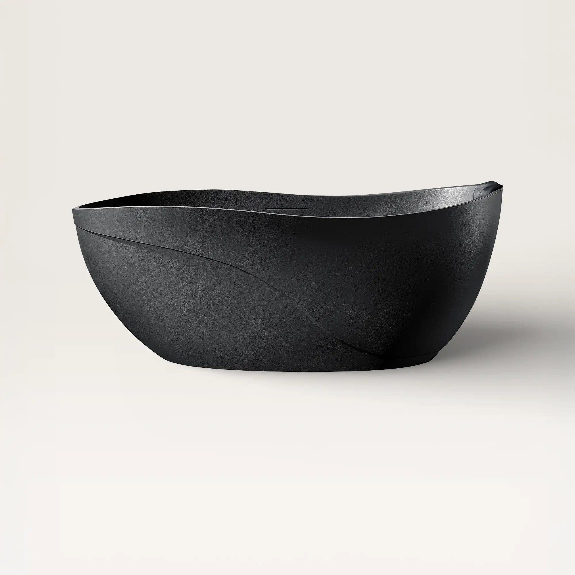Front view of the Bellastone Soma freestanding bath in black