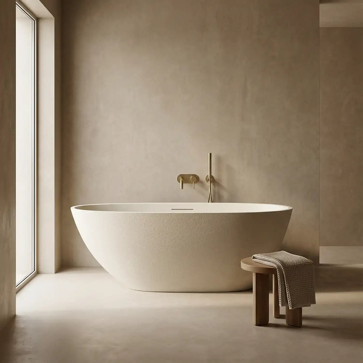 Bellastone Aria 1500mm Freestanding Stone Bath in Cream