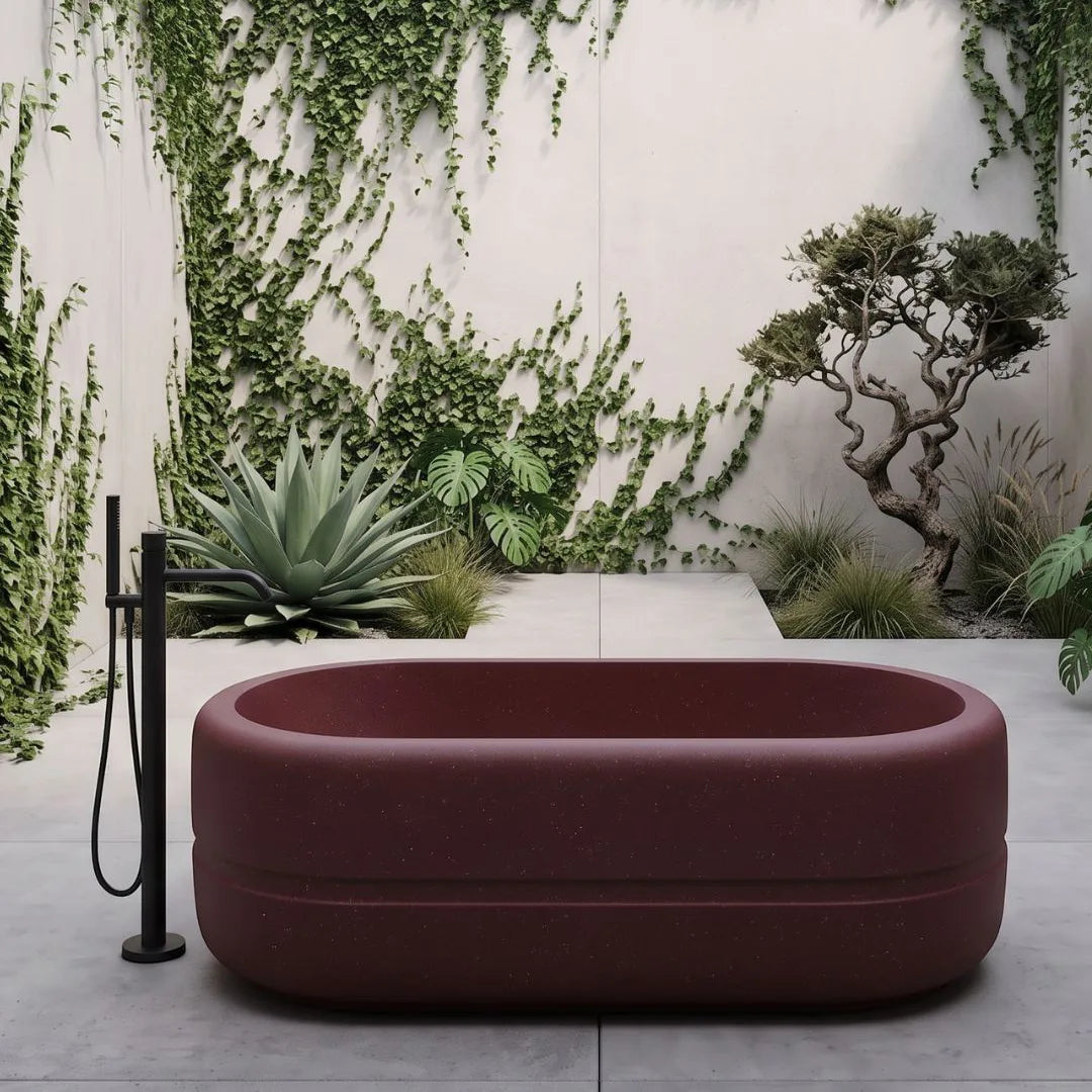 Stone Composite Botero bath in Garnet colour
