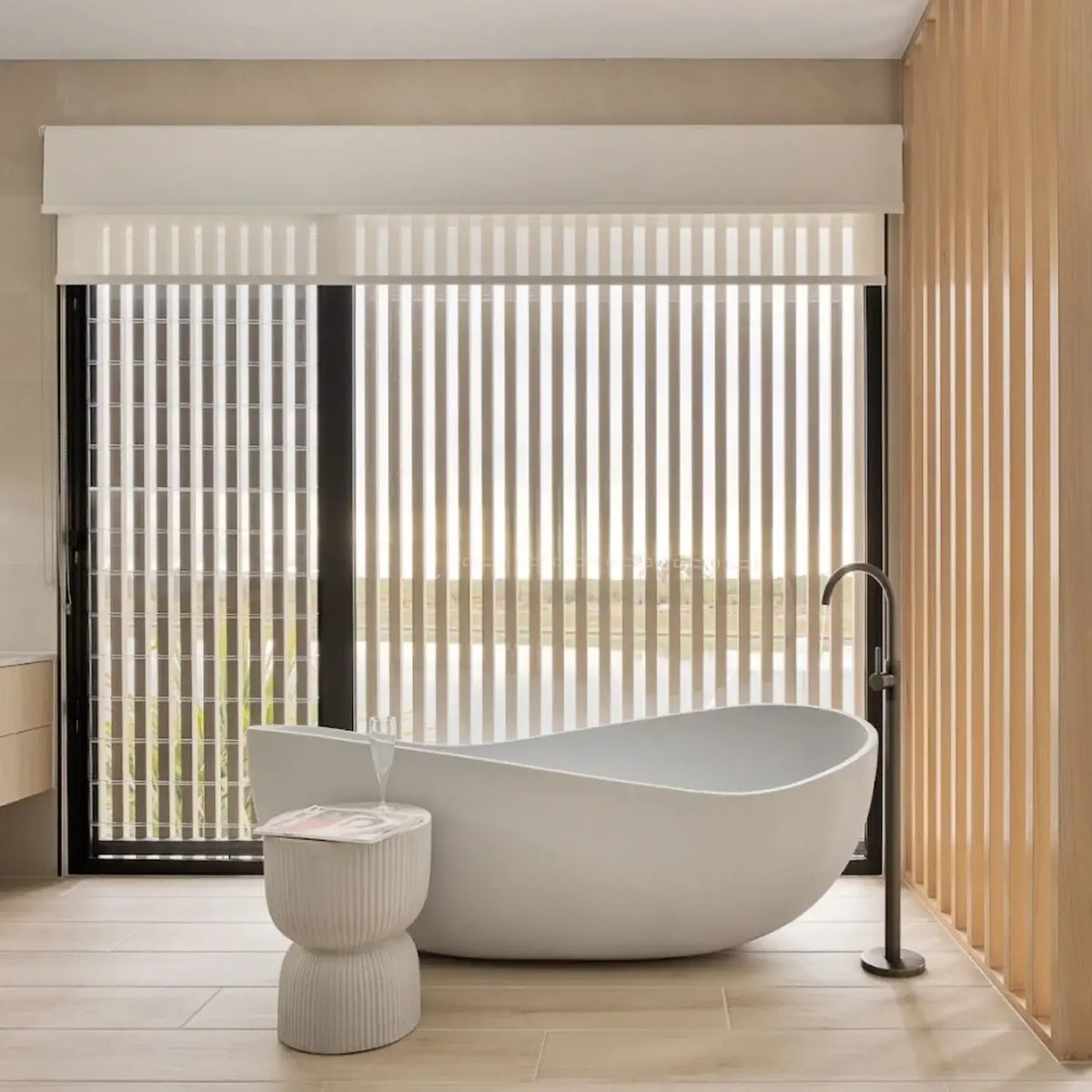 Brancusi stone composite bath in Alabaster colour