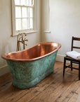 Copper Freestanding Bathtub in Vert de gris