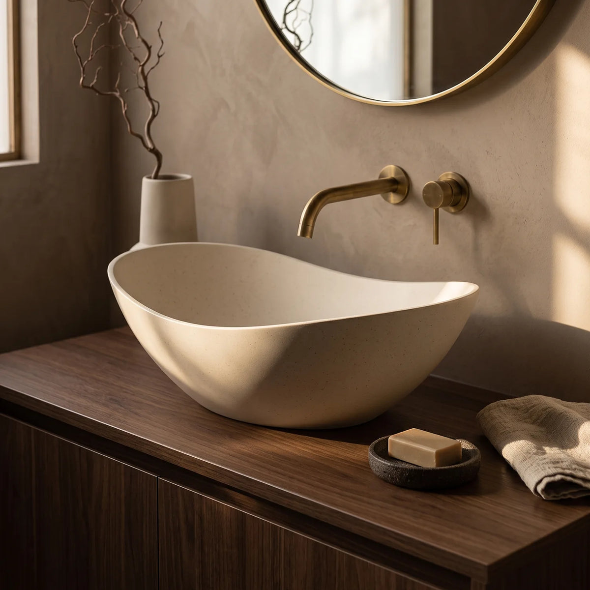 Stone composite Corona basin in Ivory