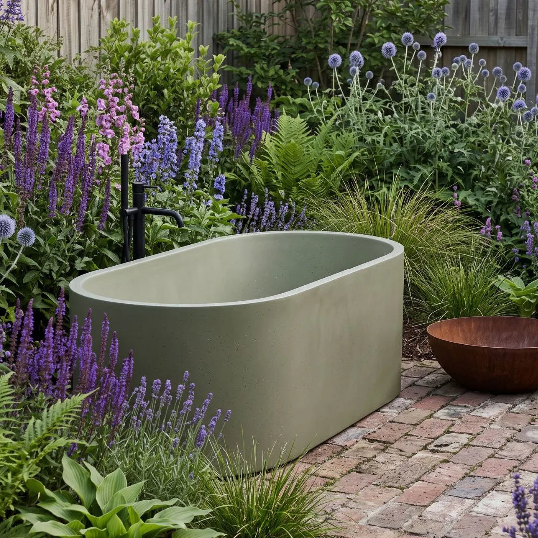 Stone Composite Degas bath in sage