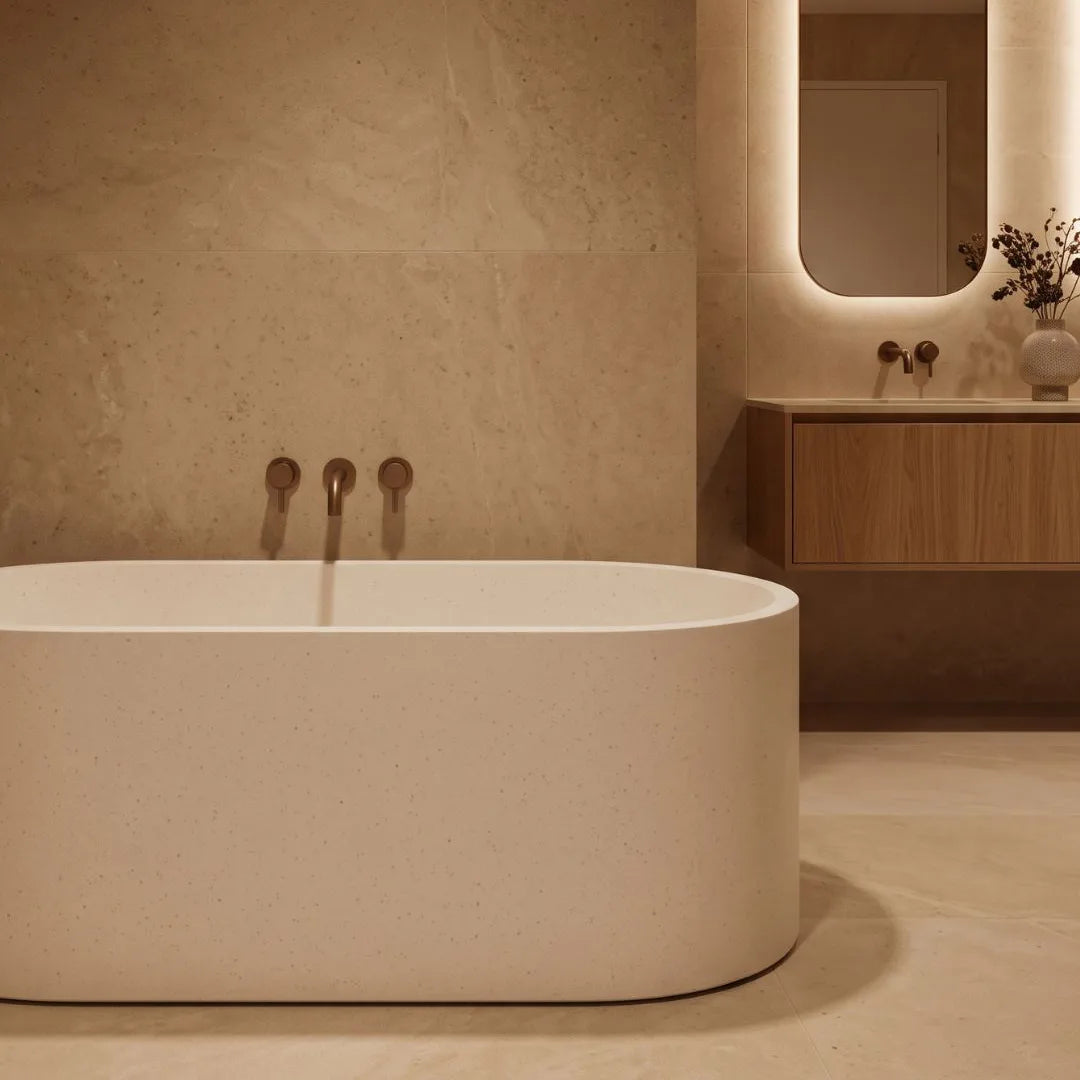 Stone composite Degas bath in Alabaster colour