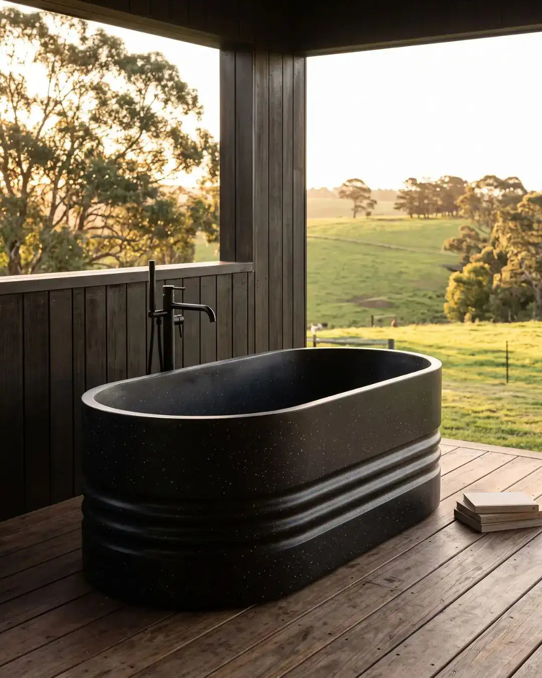 Stone composite Hopper bath in Black Onyx