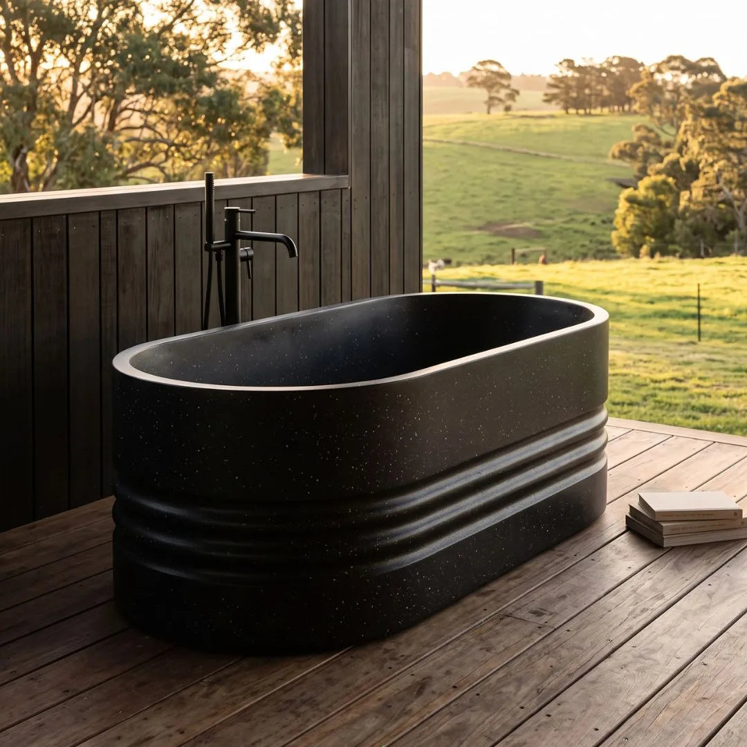 Stone composite Hopper bath in Black Onyx