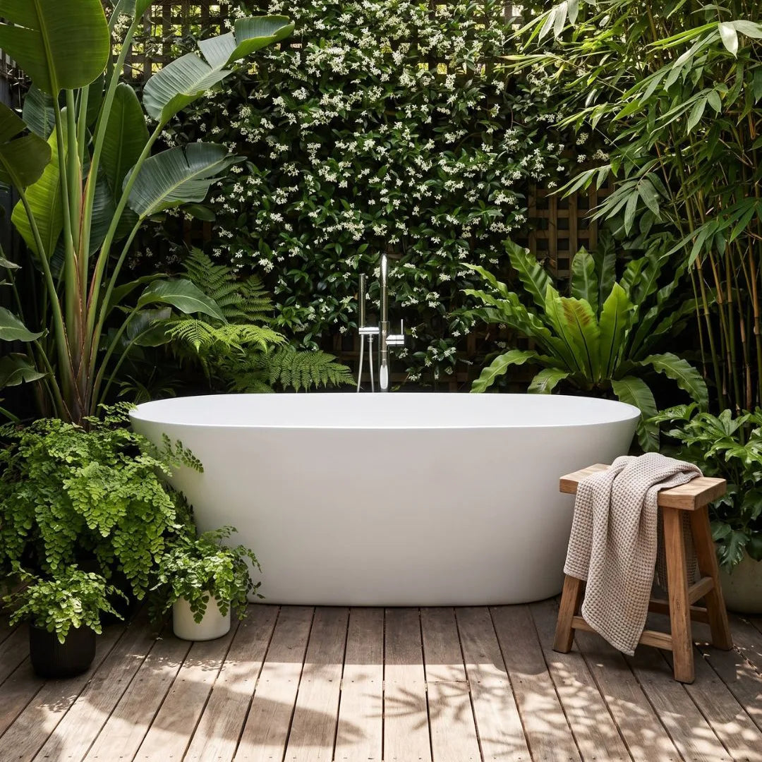 Mondrian stone composite bath in white
