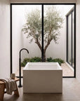 Custom Japanese Freestanding Soaking Stone Composite Bathtub in White