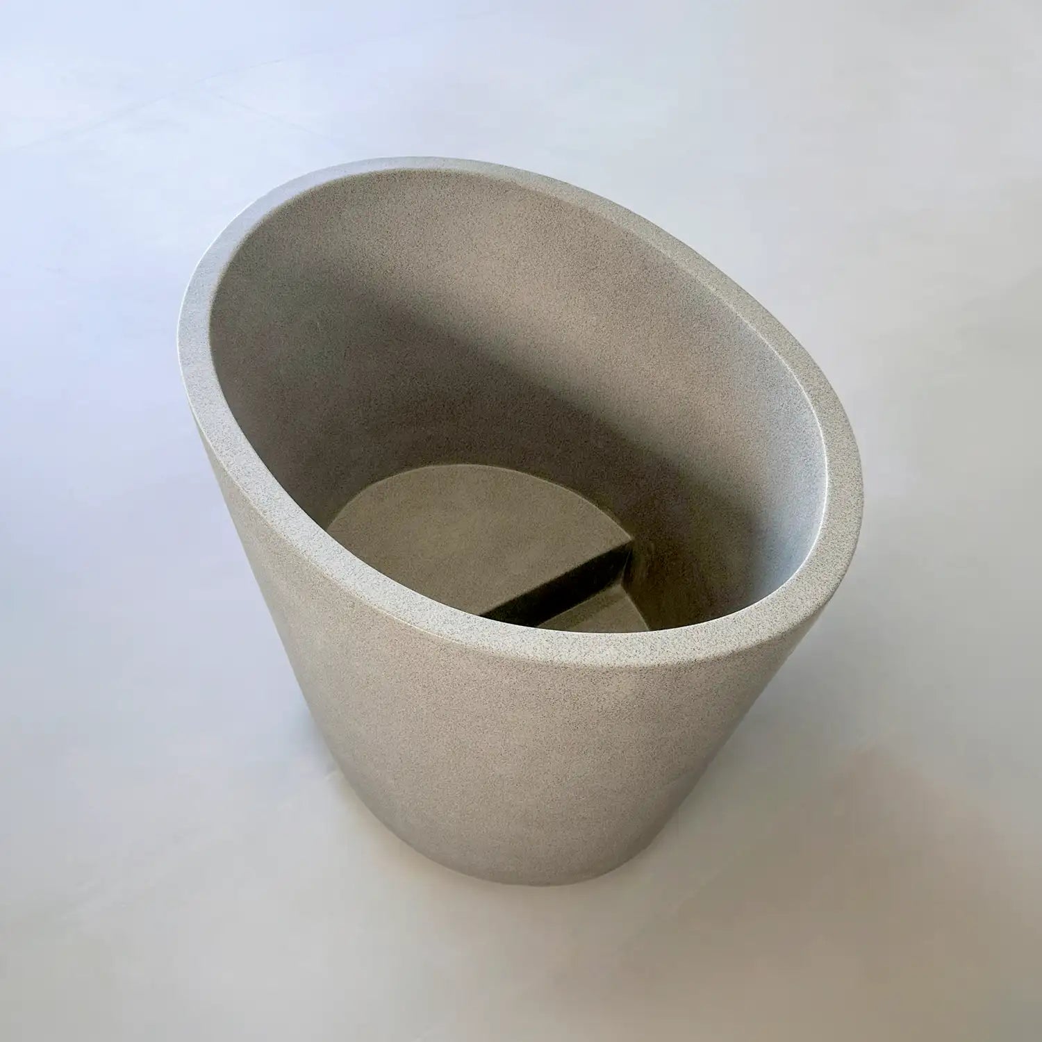 Hokusai 1100mm Freestanding Soaking Stone Composite Bathtub in Medium Grey Terrazzo