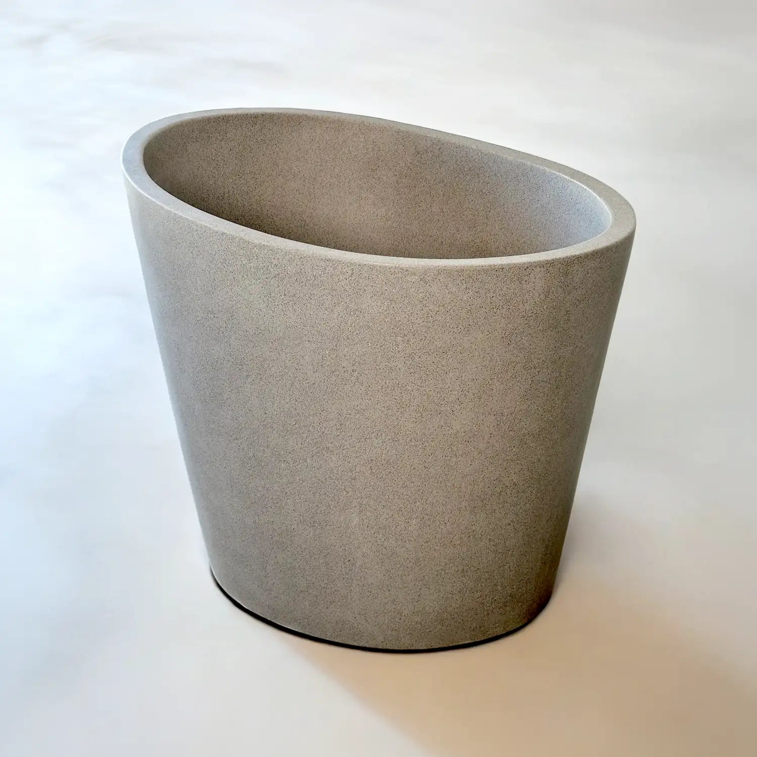 Hokusai 1100mm Freestanding Soaking Stone Composite Bathtub in Medium Grey Terrazzo