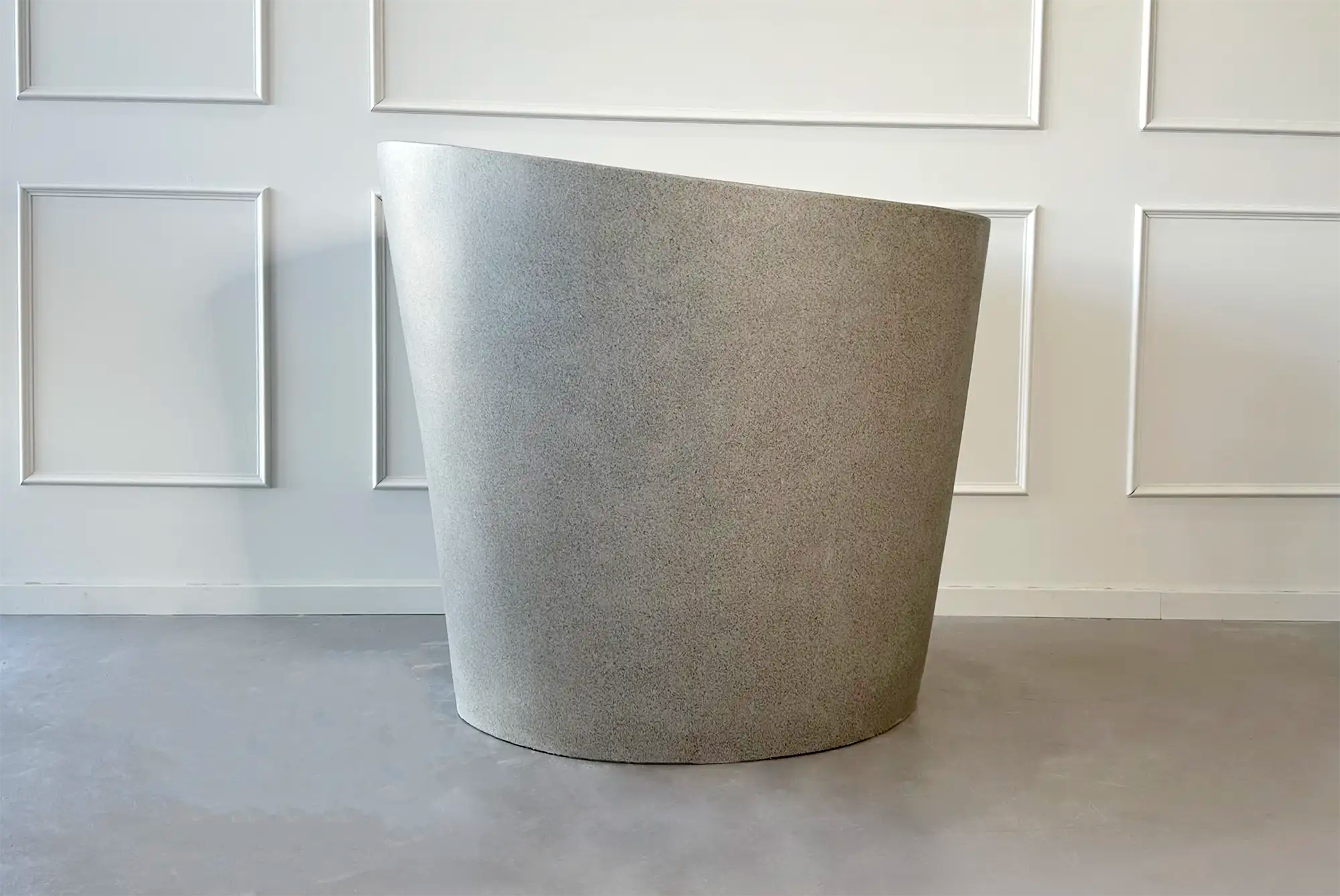 Hokusai 1100mm Freestanding Soaking Stone Composite Bathtub in Medium Grey Terrazzo