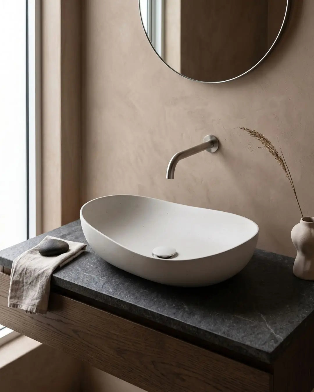 Brancusi stone composite basin in Alabaster colour