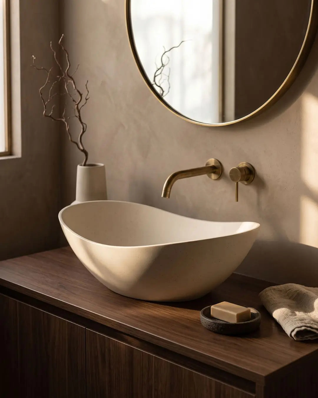 Dali stone composite basin in Alabaster colour